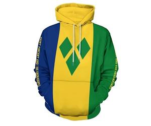 Liumarvexia Men's Hoodie Saint Vincent And The Grenadines Flag Print Pullover Womens 3D Print Long Sleeve Hoody Casual Sweatshirts with Big Kanga Pocket Unisex Hooded Sportswear Pullover Top