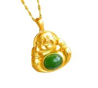 Liumarvexia Natural Jade Happy Buddha Pendant Necklace Natural Jade Elegant Vintage Necklace Jewelry with Gift Box for Women Wife Mom Grandma