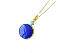 Liumarvexia Natural lapis lazuli round No Worries Pendant necklace Natural Jade Elegant Retro Necklace Jewelry with Gift Box for Women Wife Mom