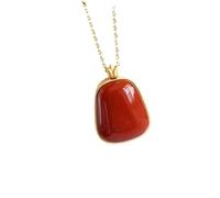 Liumarvexia Natural Southern Red Agate No Worries Pendant Necklace Natural Jade Elegant Retro Necklace Jewelry with Gift Box for Women Wife Mom