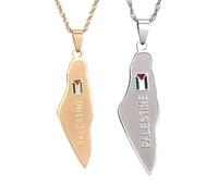 Liumarvexia Palestine Israel Map Flag Necklace Pendant, Ethnic Style Novel Palestinian Letter Necklace Charm Jewelry Gift 2 Pcs 50Cm