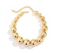 Liumarvexia Punk Exaggerated Large Round Beads Necklace for Women, Minimalist Glossy Ball Choker Dainty Necklace Party Punk Trendy Jewelry Gift yellow adjustable