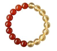 Liumarvexia Red Agate Yellow Crystal Natural Stone Bracelet, Natural Material Beaded Bracelets Stretch Bracelet Jewelry with Gift Box for Women Wife Girlfriends