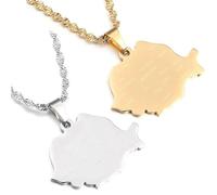 Liumarvexia Romanian Map Necklace With City Name Carved Ethnic Style Novel Romanian Map Pendant Jewelry Gift 2 Pcs 50Cm