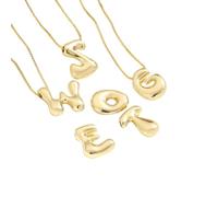 Liumarvexia Smooth Lovely Chunky Bubble Initial Letters Pendant Necklaces for Women Girls A-Z Initial Letter Necklace Birthday Jewellery O 50CM