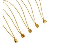 Liumarvexia Tiny Bubble Initial Letter Necklace for Women Girls Cute Choker A-Z Letters Pendant Necklaces Jewellery for Birthday O 50CM