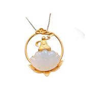 Liumarvexia Zen White Jade Lotus Sitting Buddha Pendant Necklace Natural Jade Elegant Vintage Necklace Jewelry with Gift Box for Women Wife Mom Grandma