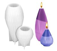 Liummrcy 2pcs Silicone Candle Moulds 3D Geometric Candle Mold Cylinder Shape Modern Candle Molds, Pillar Aromatherapy Candle for Resin Casting Epoxy Mold-Geometric Pear Bottle Shape, White, S