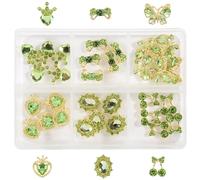 Liummrcy 30Pcs/Set Green Nail Charm, 3D Alloy Butterfly Cherry Crown Bow Nail Gems, Summer Crystal Shiny Jewelry for Cell Phone Cases, Shoes, Wall Decor