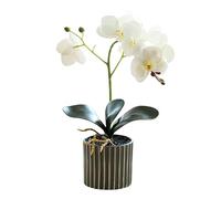 Liummrcy Artificial Flowers, Artificial Orchid 12.6 Inch Tall Realistic Artificial Orchid In A Pot Real Touch Decorative Bonsai Fake Flowers for Table Centerpieces White