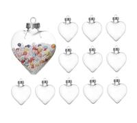 Liummrcy Christmas Ornaments, Clear Plastic Baubles Fillable Heart Shape Baubles Hanging Christmas Tree Decor for Party Supplies 12pcs 9x11 cm