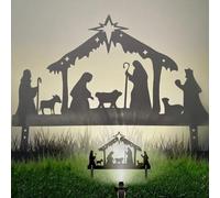 Liummrcy Christmas Ornaments, Nativity Sets for Christmas Indoor with Bracket Religious Iron Nativity Scene Decorations for Home Office Party Lawn, Style 1