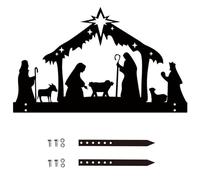 Liummrcy Christmas Ornaments, Nativity Sets for Christmas Indoor with Bracket Religious Iron Nativity Scene Christmas Decorations for Home Office Party Lawn, Style 1