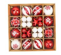 Liummrcy Christmas Tree Ornaments, 42Pcs Shining Christmas Balls with Loop Hanging Shatterproof Festive Decorations for Home Party Holiday, Red and White
