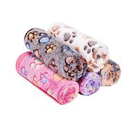 Liummrcy Dog Blanket Soft Coral Fleece Paw Print Pet Bed Blankets Bath Towels 40x60CM 5PCS for Christmas