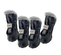 Liummrcy Dog Clothing Accessories, Dog Winter Boots 4Pcs/Set Thermal Plush-lined Synthetic Leather Dog Shoes Soft Non-slip Dog Snow Boots for Small and Medium Sized Dogs, Size 1#