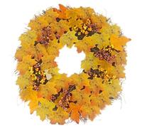 Liummrcy Fall Wreaths for Front Door Artificial Leaves Berries Halloween Wreath 18 Inch Hanging Autumn Halloween Decorations for Farmhouse Indoor Outdoor Window Wall