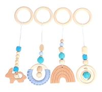 Liummrcy Hanging Toys for Baby Gym 4Pcs 4 Style 11" Wooden Hanging Baby Toys for Play Gym Smooth & Sturdy Developmental Infant Essentials