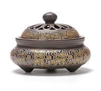 Liummrcy Incense Burner Vintage Heat-Resistant Ceramic Incense Holder for Sage, Palo Santo, Charcoal, Home Office Meditation