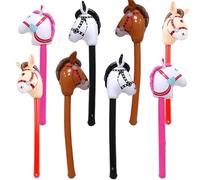 Liummrcy Inflatable Stick Horse 8Pcs Colorful Soft & Anti-Leak PVC Horse Balloon with Edge Sealing Design Baby Toys Balloon Stick for Themed Birthday Party Supplies, Balloons