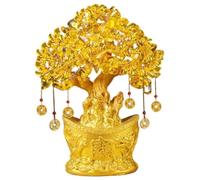 Liummrcy Money Tree, Fortune Crystal Chinese Money Plant, Golden Feng Shui Decor to Manifest and Attract Wealth and Prosperity, Success, All Good Things, Artificial Plants