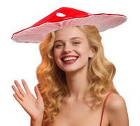 Liummrcy Mushroom Hat Red Wide Brim Cap Simulated Cute & Oversized Mushroom Hat Cosplay for Halloween, Costume Parties, Themed Events