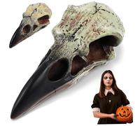 Liummrcy Raven Head Skull for Jewelry Necklace 2PCS Simulation Raven Figurine Scary Hanging Crow Head Decor Gothic Crow Hanging Wall Sculpture
