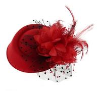 Liummrcy Red Hats for Women, Fascinators Hats for Women Girls Vintage Flower Tea Party Hat Cocktail Veil Women's Fascinators with Clips Black Fascinator Headband Red