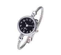 Liummrcy Women's Wrist Watches,Women Silver Cable Black Dial Analogue Quartz Bangle Watch with Metal Band Cuff Bracelet Watch Fashion Daily Wrist Watches for Girls Women Arabic Numerals
