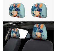 LiuMng 2 PCS Car Seat Headrest Cover - Universal Head Rest Anti-Dirty Covers Blue Orange Turtleback Bamboo Print Protector, for Car Vans