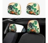 LiuMng 2 PCS Car Seat Headrest Cover - Universal Head Rest Anti-Dirty Covers Cartoon Turtle Back Bamboo Print Protector, for Car Vans