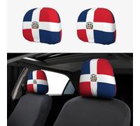 LiuMng 2 PCS Car Seat Headrest Cover - Universal Head Rest Anti-Dirty Covers Dominican Republic Print Protector, for Car Vans