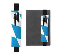 LiuMng Adjustable Pen Holder, Black Elastic Band bookmark, Bavarian flag print Leather Pencil Sleeve, for Journal Notebook, Black, One Size, Adjustable Pen Holder for Journals