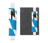 LiuMng Adjustable Pen Holder, Black Elastic Band bookmark, Bavarian flag print Leather Pencil Sleeve, for Journal Notebook, White, One Size, Adjustable Pen Holder for Journals