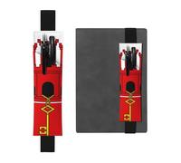 LiuMng Adjustable Pen Holder, Black Elastic Band bookmark, Flag of Gibraltar print Leather Pencil Sleeve, for Journal Notebook