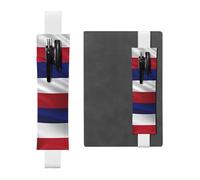 LiuMng Adjustable Pen Holder, Black Elastic Band bookmark, Flag of Hawaii American print Leather Pencil Sleeve, for Journal Notebook, White, One Size, Adjustable Pen Holder for Journals