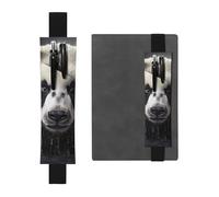 LiuMng Adjustable Pen Holder, Black Elastic Band bookmark, Panda in the water print Leather Pencil Sleeve, for Journal Notebook, Black, One Size, Adjustable Pen Holder for Journals