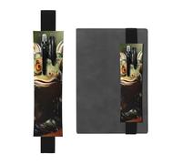 LiuMng Adjustable Pen Holder, Black Elastic Band bookmark, Spiny lizards print Leather Pencil Sleeve, for Journal Notebook, Black, One Size, Adjustable Pen Holder for Journals