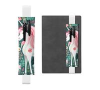 LiuMng Adjustable Pen Holder, Black Elastic Band bookmark, Unicorn with pink hair print Leather Pencil Sleeve, for Journal Notebook, White, One Size, Adjustable Pen Holder for Journals
