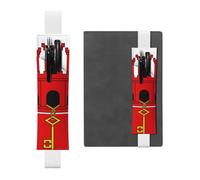 LiuMng Adjustable Pen Holder, White Elastic Band bookmark, Flag of Gibraltar print Leather Pencil Sleeve, for Journal Notebook