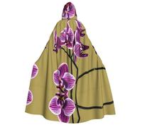 LiuMng Adult Halloween Hooded Cloaks, Beautiful Orchids print Unisex Wizard Robes Capes, for Holiday Party Cosplay Costumes