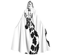 LiuMng Adult Halloween Hooded Cloaks, Black and white giraffe print Unisex Wizard Robes Capes, for Holiday Party Cosplay Costumes