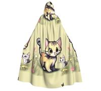 LiuMng Adult Halloween Hooded Cloaks, Cat and Butterfly print Unisex Wizard Robes Capes, for Holiday Party Cosplay Costumes