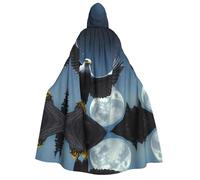 LiuMng Adult Halloween Hooded Cloaks, Eagle under the stars print Unisex Wizard Robes Capes, for Holiday Party Cosplay Costumes