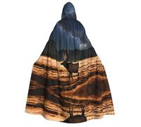 LiuMng Adult Halloween Hooded Cloaks, Elk in the meadow print Unisex Wizard Robes Capes, for Holiday Party Cosplay Costumes