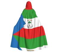 LiuMng Adult Halloween Hooded Cloaks, Flag of Equatorial Guinea print Unisex Wizard Robes Capes, for Holiday Party Cosplay Costumes