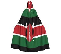 LiuMng Adult Halloween Hooded Cloaks, Flag of Kenya print Unisex Wizard Robes Capes, for Holiday Party Cosplay Costumes