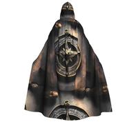 LiuMng Adult Halloween Hooded Cloaks, Magical Design Norse Runes Compass print Unisex Wizard Robes Capes, for Holiday Party Cosplay Costumes
