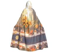 LiuMng Adult Halloween Hooded Cloaks, Sunflowers under the windowsill print Unisex Wizard Robes Capes, for Holiday Party Cosplay Costumes