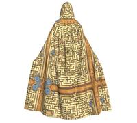 LiuMng Adult Halloween Hooded Cloaks, Treasure Maze print Unisex Wizard Robes Capes, for Holiday Party Cosplay Costumes